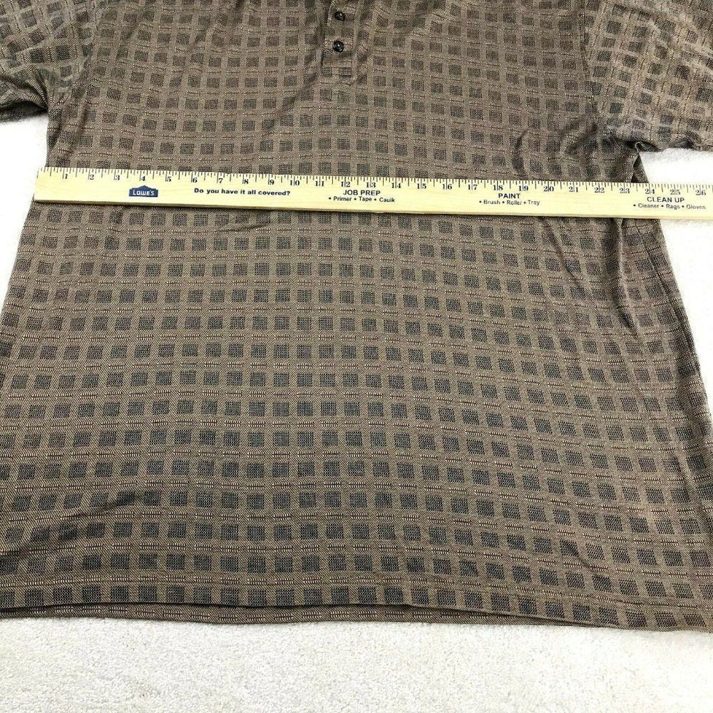 Pebble Beach Polo Shirt Mens XL Brown Checkered Short Sleeve Pullover 3 Button - Picture 5 of 7